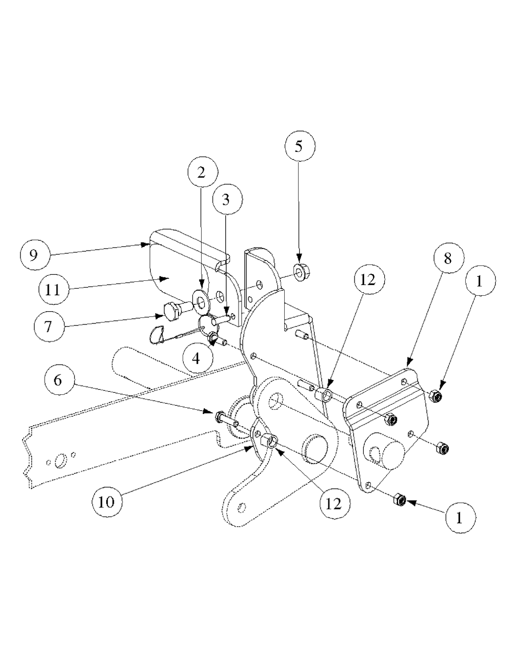 Foot Pedal Deck Lift Assembly Diagram and Parts List for M60-KW ROPS-53BH5D8X750-25HP-OHV Cub Cadet Lawn Tractor